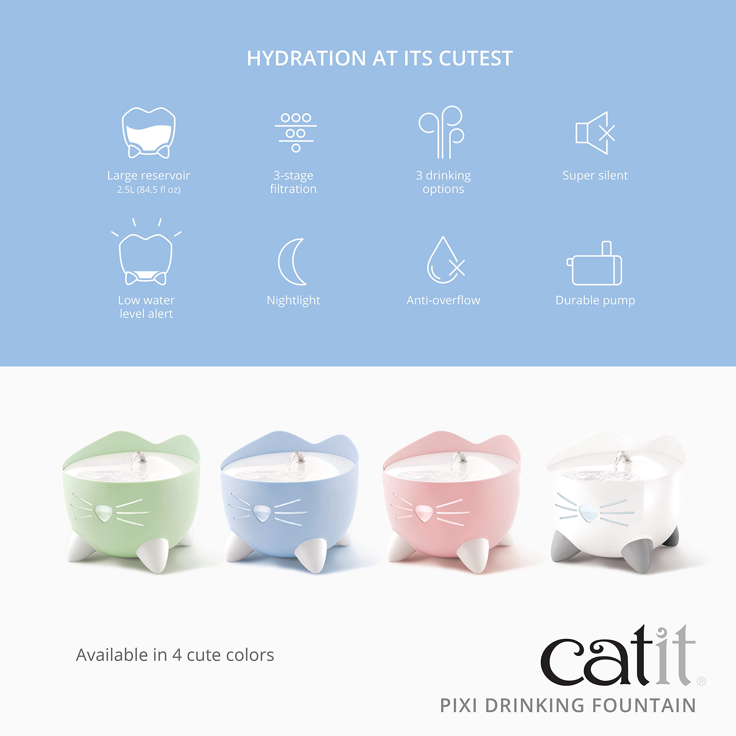 catit-pixi-fontaine-eau-pour-chat-2-5-l-rose image 2