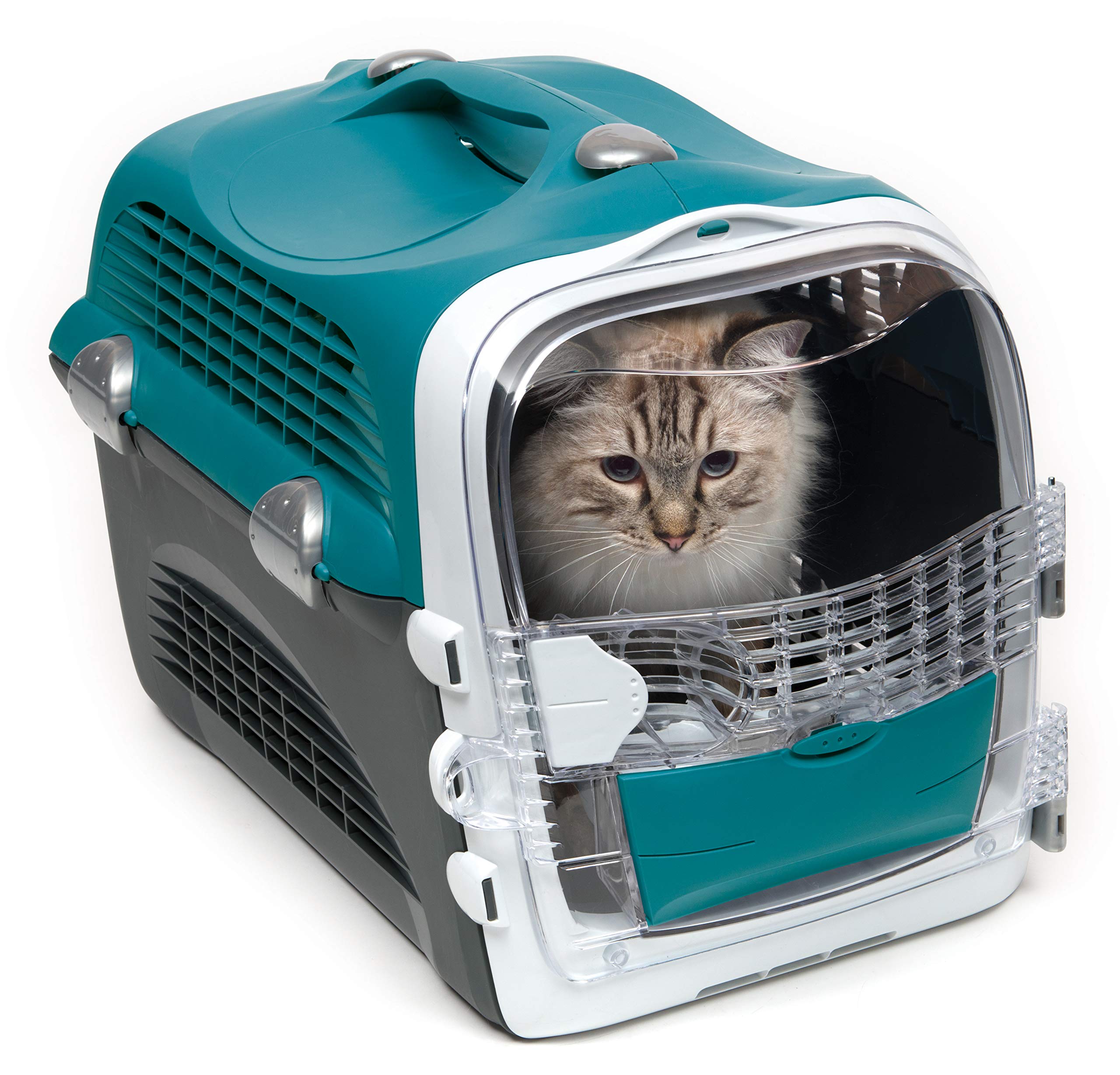catit-cabrio-cage-de-transport-pour-chat-turquoise image 1