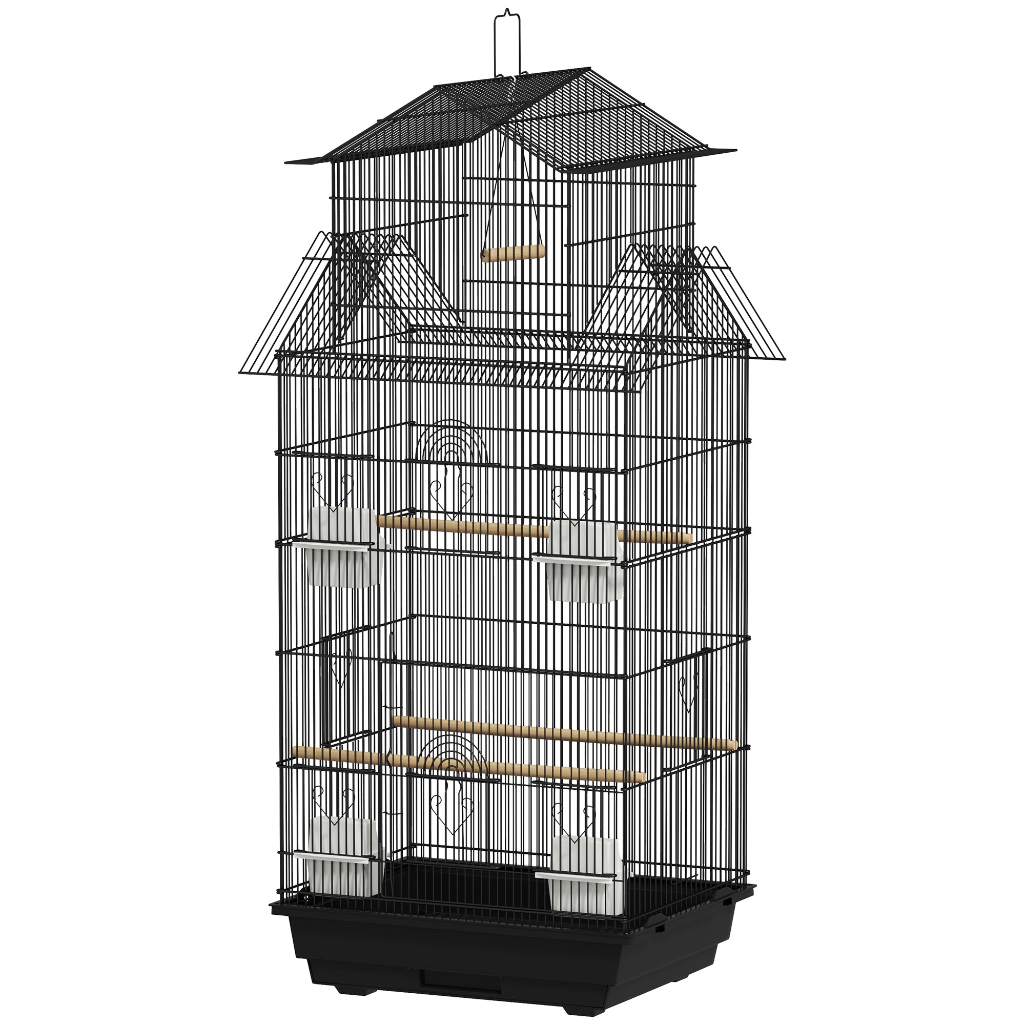 pawhut-cage-oiseau-acier-avec-acc-s-facile-pour-perruches-43-x-32-5-x-104-cm image 2