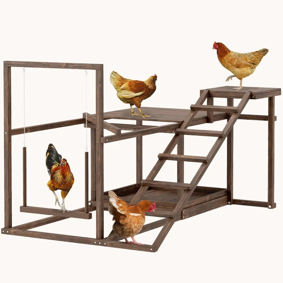 pawhut-parc-d-activit-s-en-bois-pour-poules-avec-perchoir-balan-oire-chelle-caf image 1
