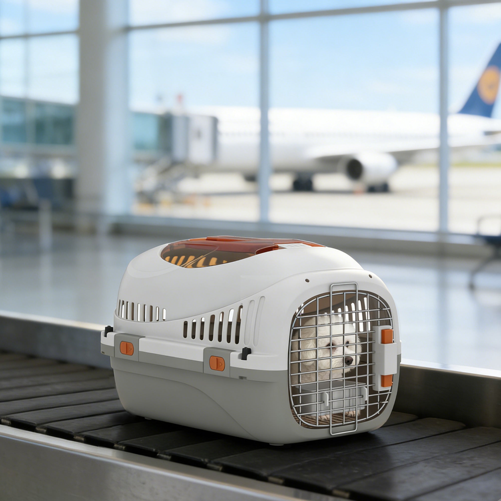 pawhut-caisse-de-transport-rigide-pour-chats-et-petits-chiens-avec-porte-acier-e image 4