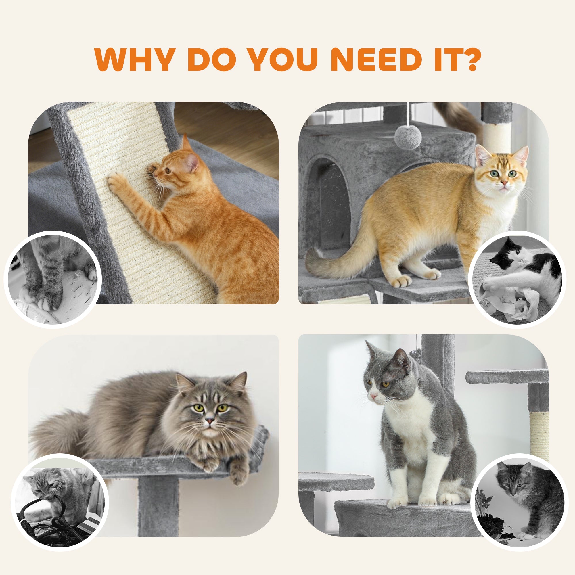pawhut-arbre-chat-63-avec-condos-lit-rampe-et-griffoir-gris-clair image 8