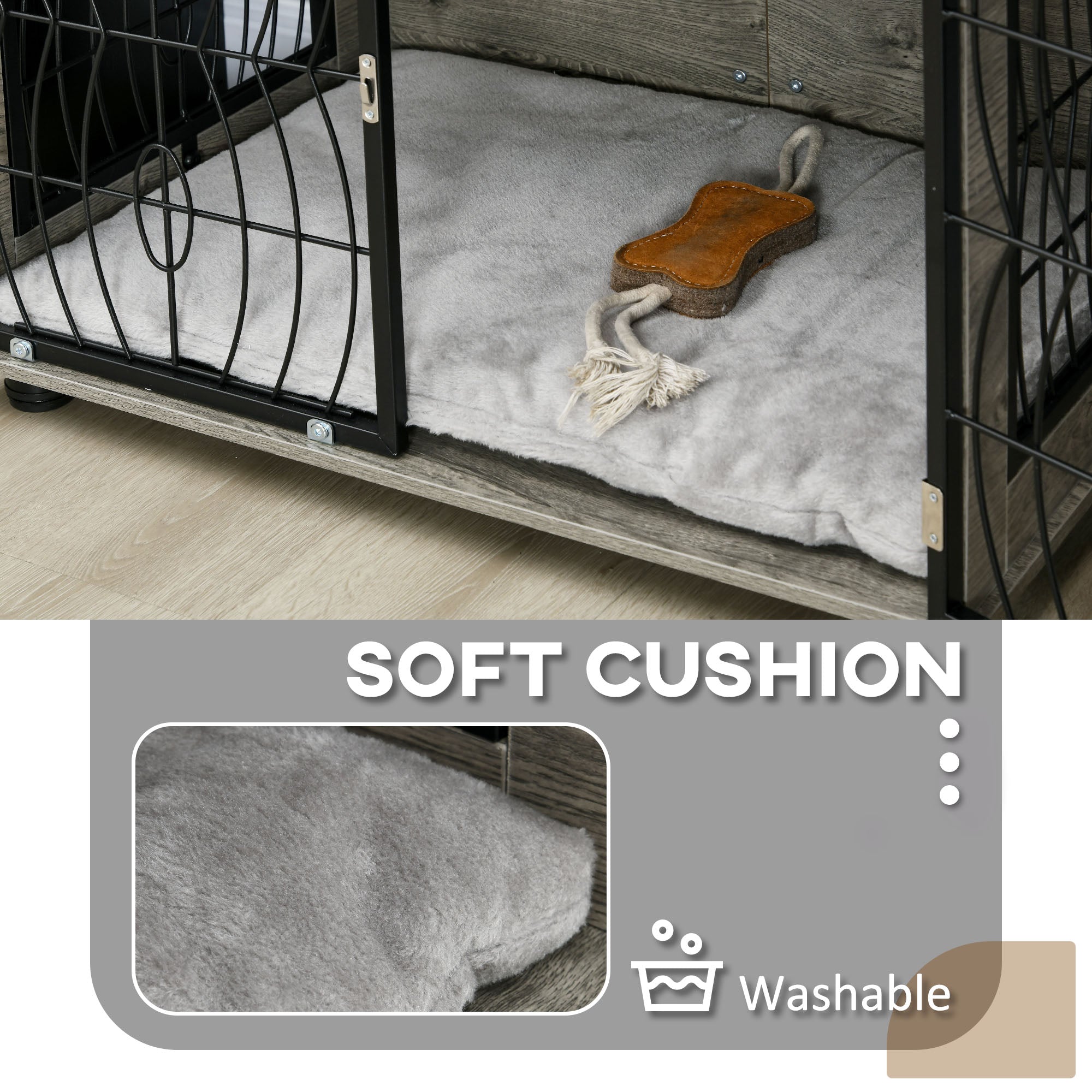 pawhut-cage-chien-table-d-appoint-80-x-56-x-63-cm-avec-coussin-gris image 8