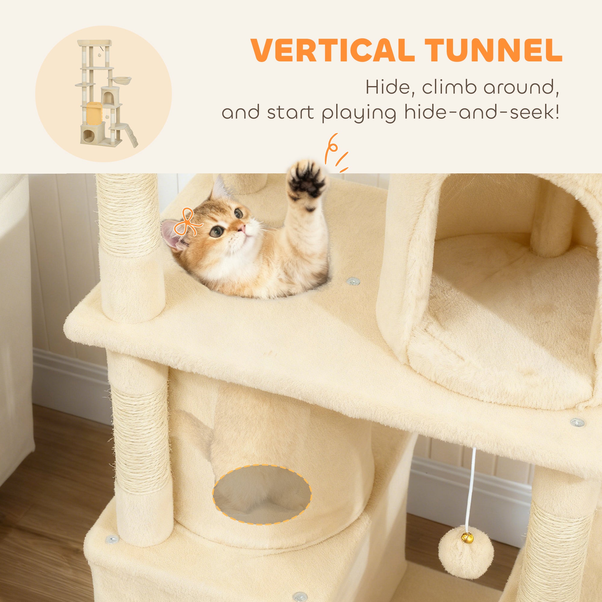 pawhut-grand-arbre-chat-170-cm-7-griffoirs-2-niches-hamac-beige image 8