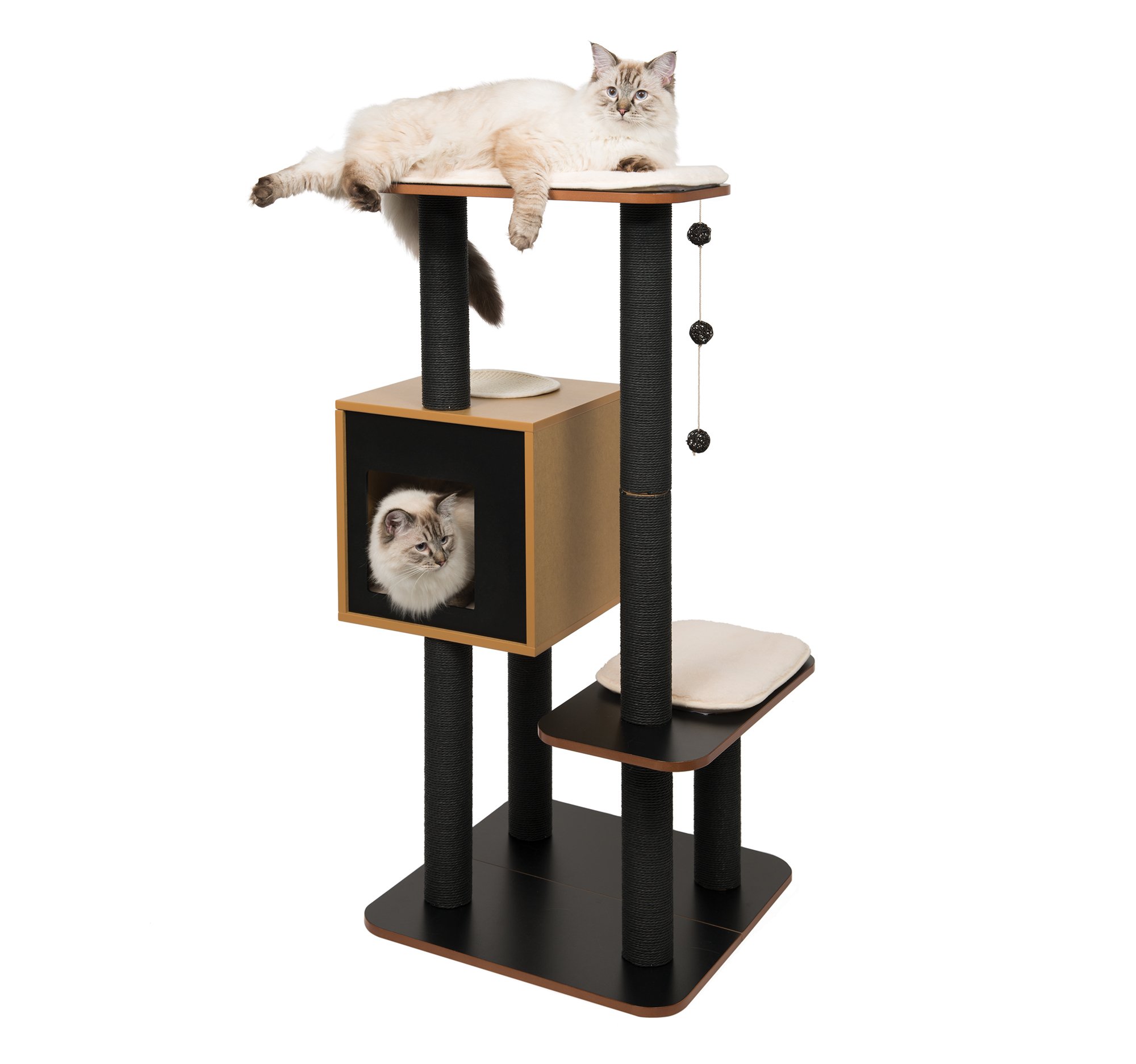 vesper-high-base-52045-arbre-chat-haut-en-noyer-avec-poteaux-sisal-et-cube-douil image 8