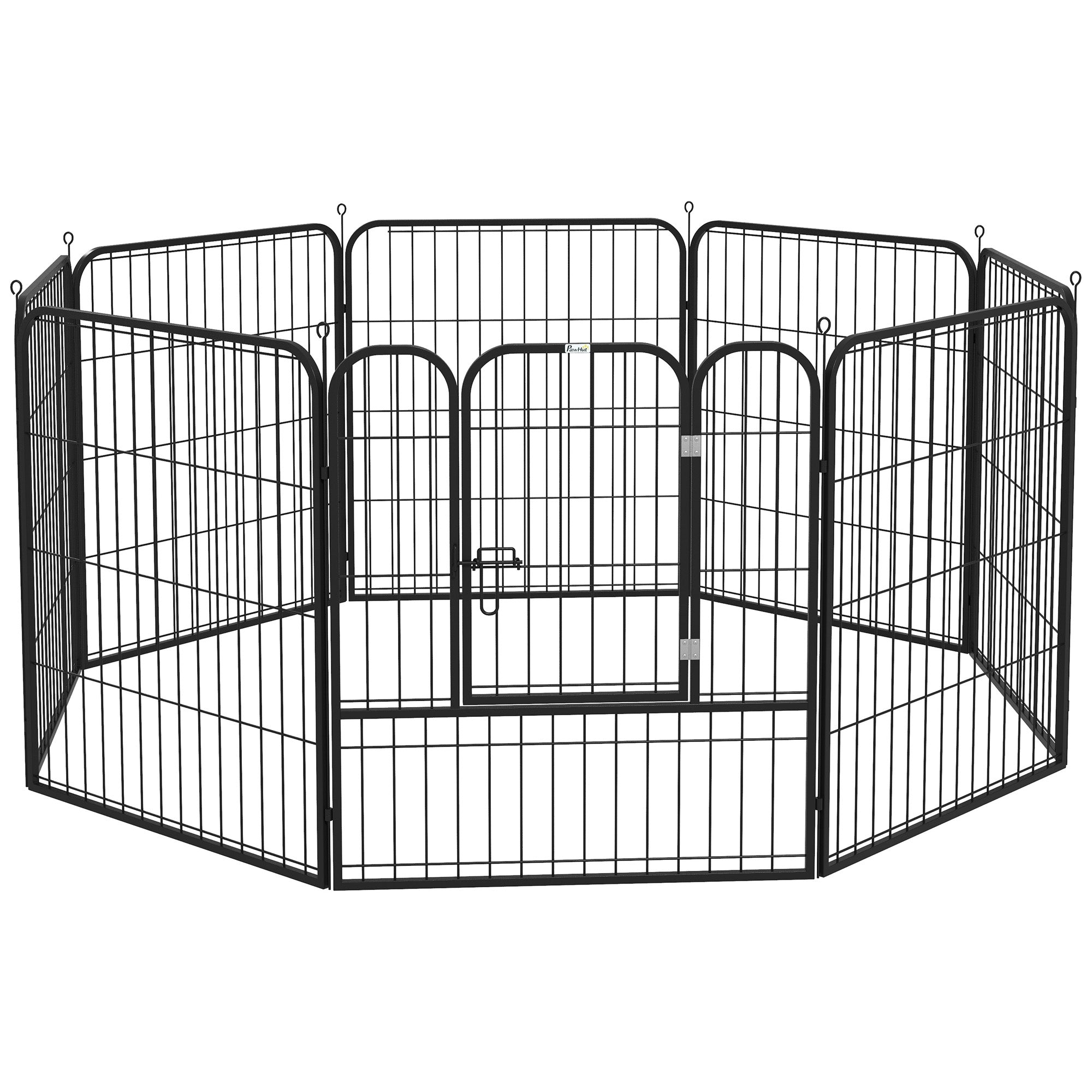 pawhut-parc-pour-chien-8-panneaux-80-cm-m-tal-avec-porte-int-rieur-ext-rieur image 1