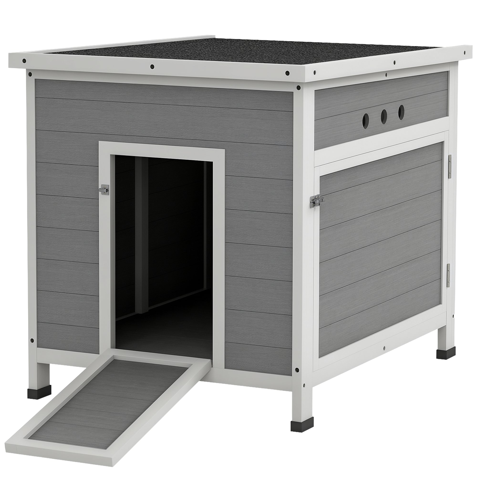 pawhut-maison-canards-2-4-canards-en-bois-double-portes-gris-clair image 1