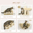 pawhut-arbre-chat-mural-4-pi-ces-avec-hamac-plateformes-et-griffoir-beige image 7