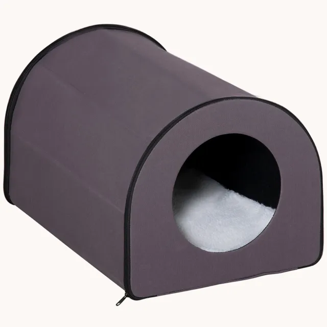 pawhut-niche-d-me-chauffante-pour-chat-portable-imperm-able-marron image 1