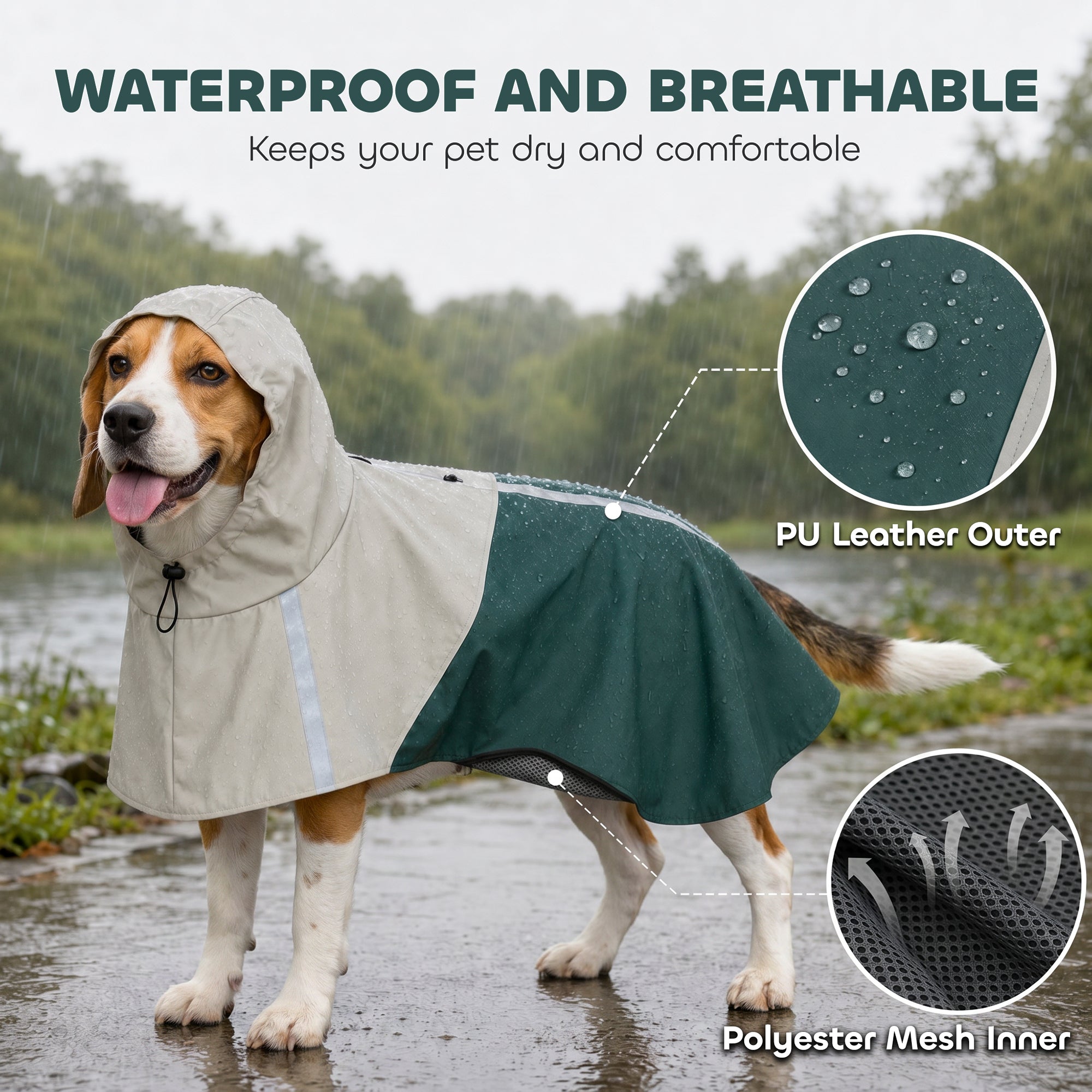 pawhut-imperm-able-pour-chien-moyen-vert-taille-m-avec-capuche image 6