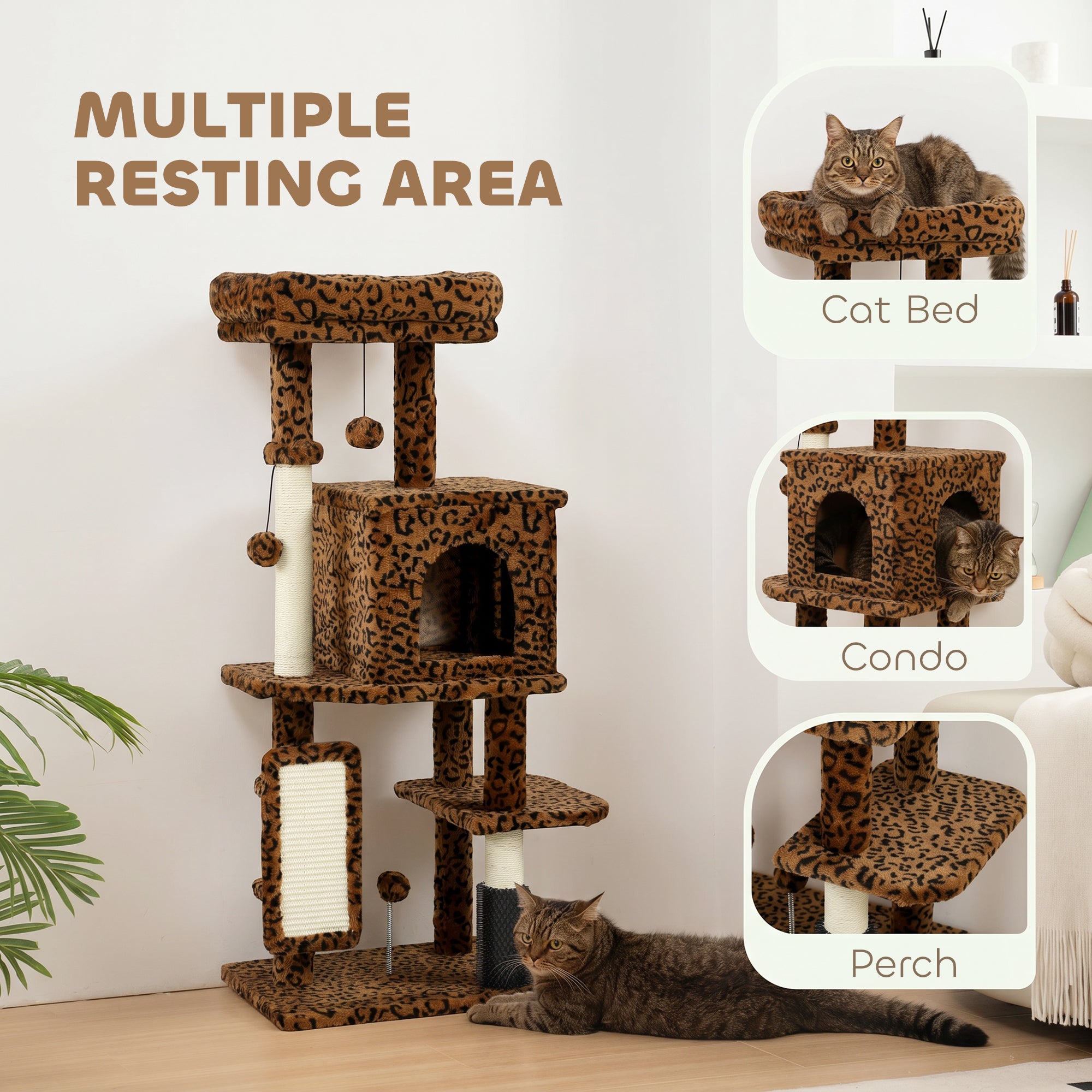 pawhut-arbre-chat-104-cm-l-opard-pour-grands-chats-avec-condo-et-griffoirs image 6