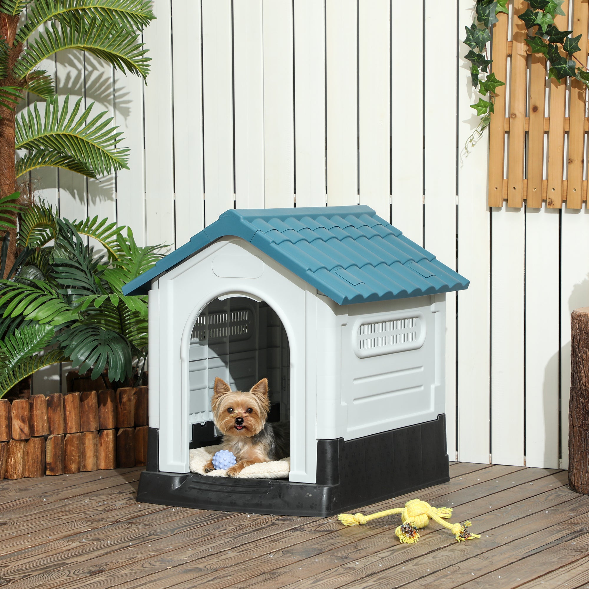 pawhut-niche-chien-plastique-ventil-e-petit-chien-bleu image 4