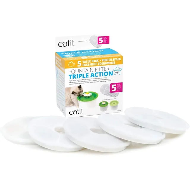 catit-filtres-triple-action-pour-fontaine-eau-chat-pack-de-5 image 1