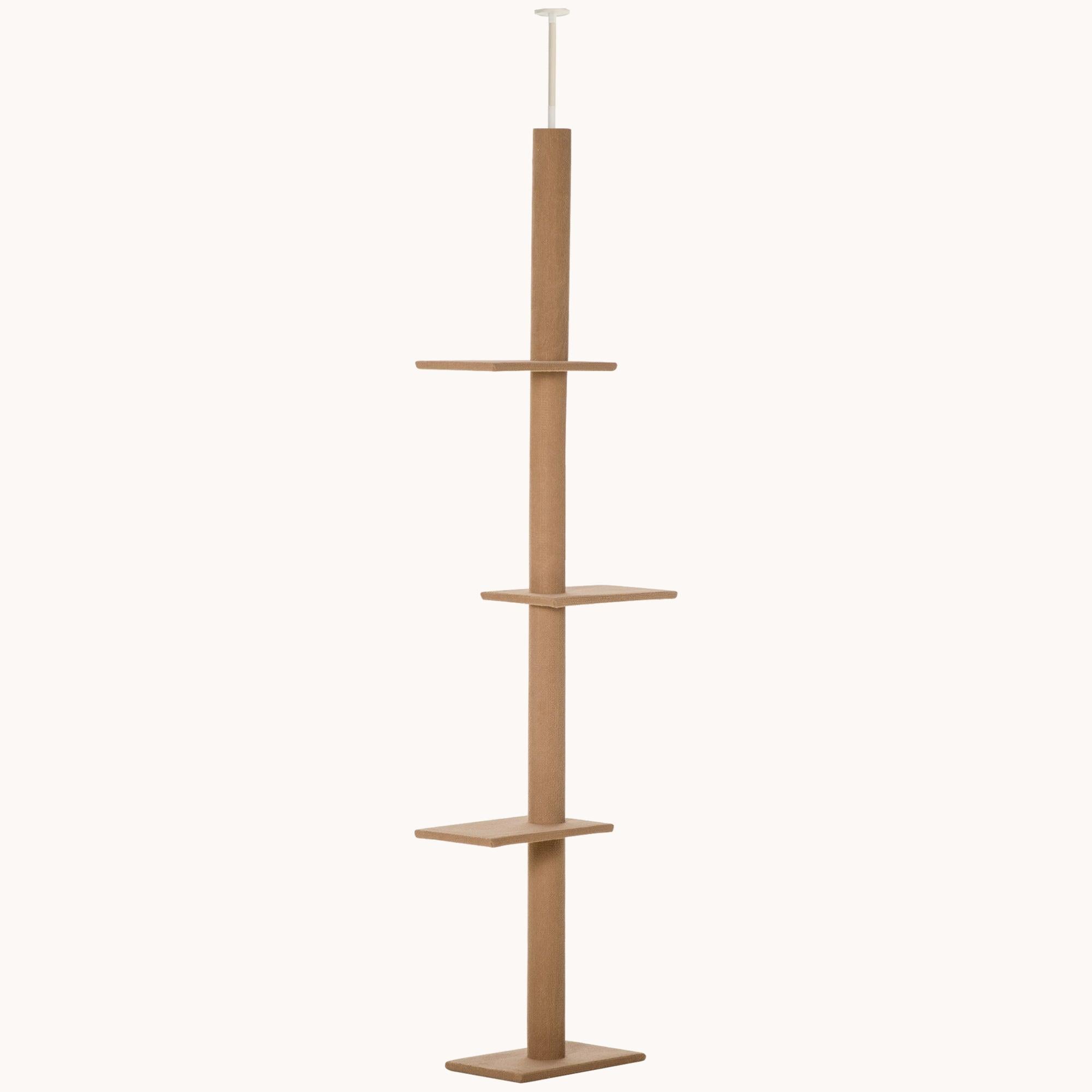 pawhut-arbre-chat-du-sol-au-plafond-avec-griffoirs-sisal-marron image 1