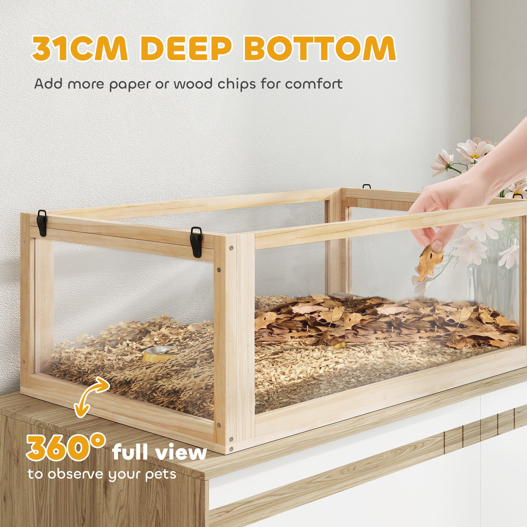 pawhut-cage-hamster-bois-3-tages-avec-roue-cabane-et-rampes-80-x-50-x-76-cm-natu image 7
