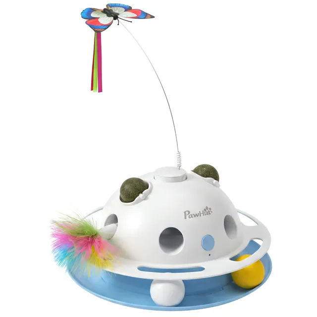 pawhut-jouet-chat-interactif-4-en-1-papillon-herbe-chat-plumes-capteur image 1