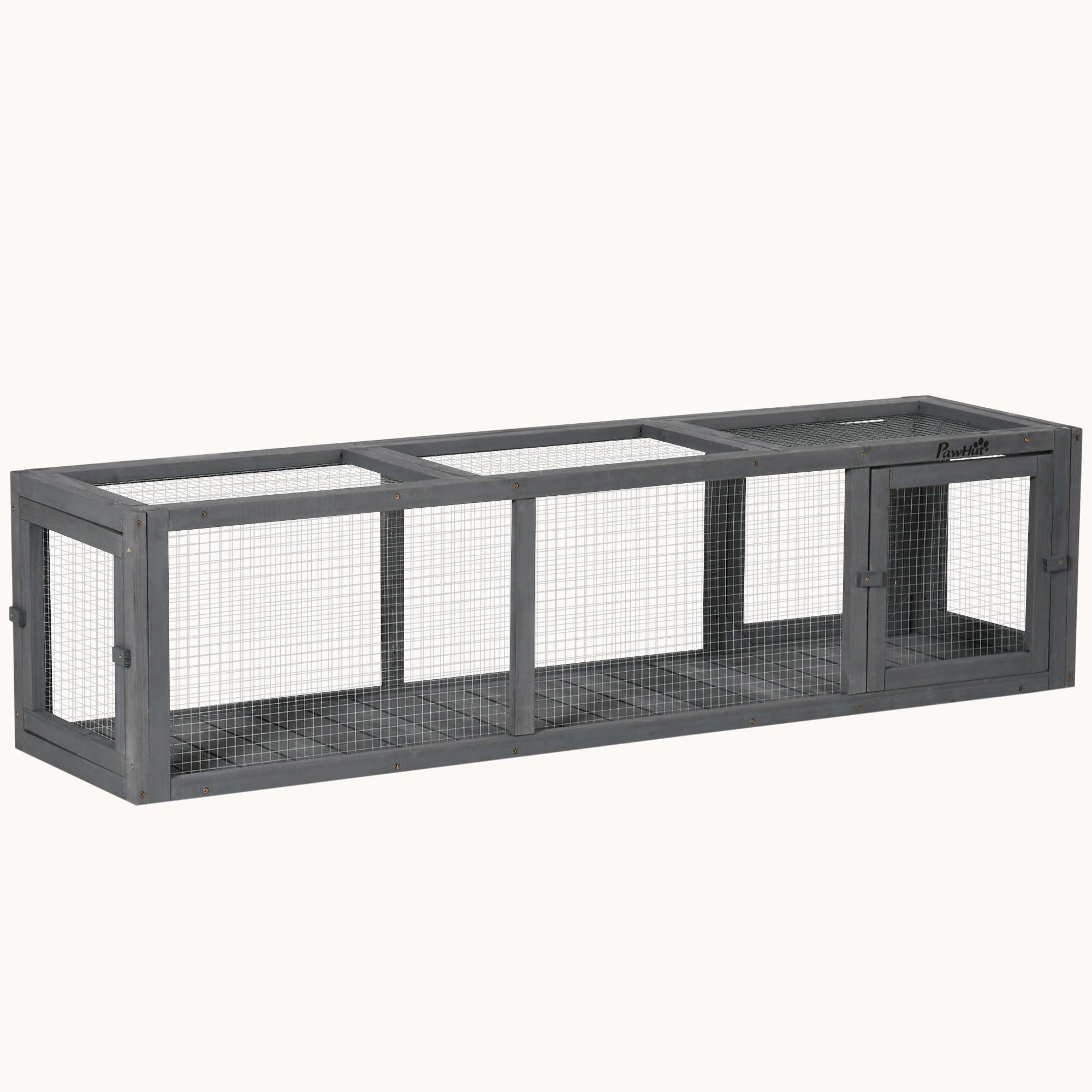 pawhut-tunnel-ext-rieur-pour-chat-59-extensible-avec-cadre-bois-gris image 1