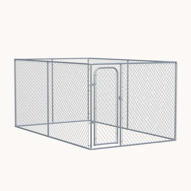 pawhut-chenil-ext-rieur-13-1-x-7-5-x-6-grillag-galvanis-avec-serrure image 1