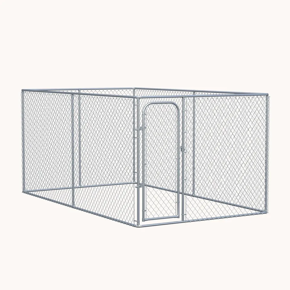pawhut-chenil-ext-rieur-13-1-x-7-5-x-6-grillag-galvanis-avec-serrure image 1