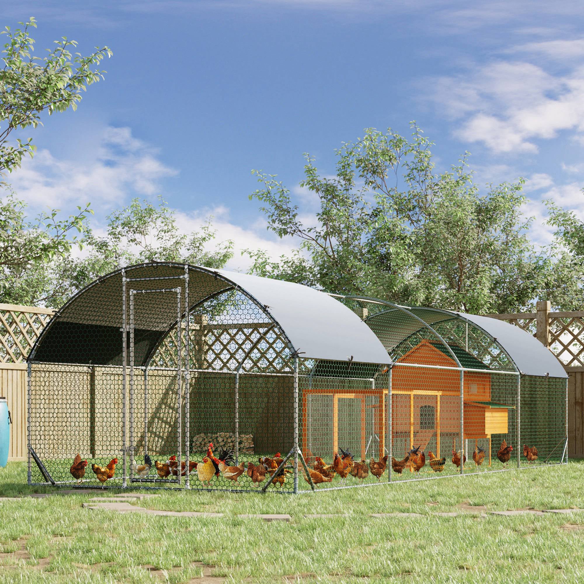 pawhut-parc-poules-7-6-x-2-8-x-2-m-avec-protection-uv-et-porte-verrouillable image 4