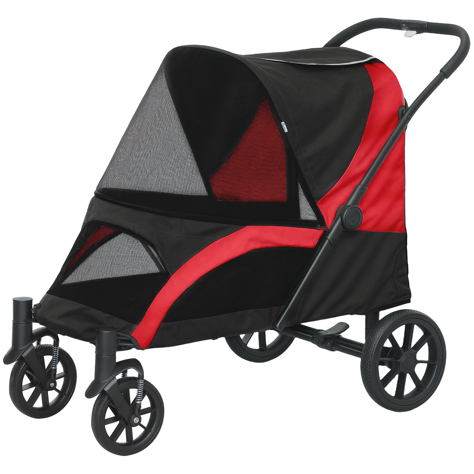pawhut-poussette-grand-chien-roues-amortissantes-pliage-1-clic-noire image 2
