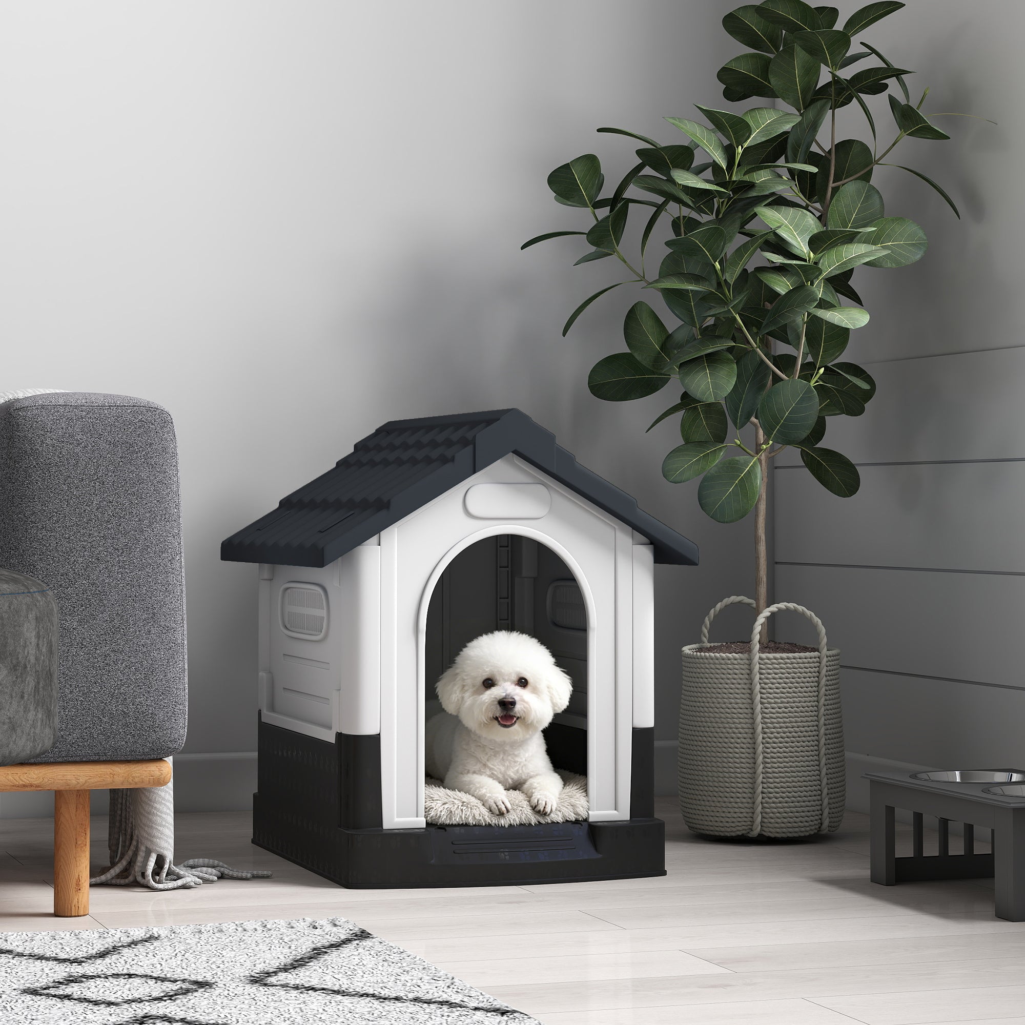 pawhut-niche-d-ext-rieur-plastique-ventil-e-pour-petits-chiens-gris-fonc image 3