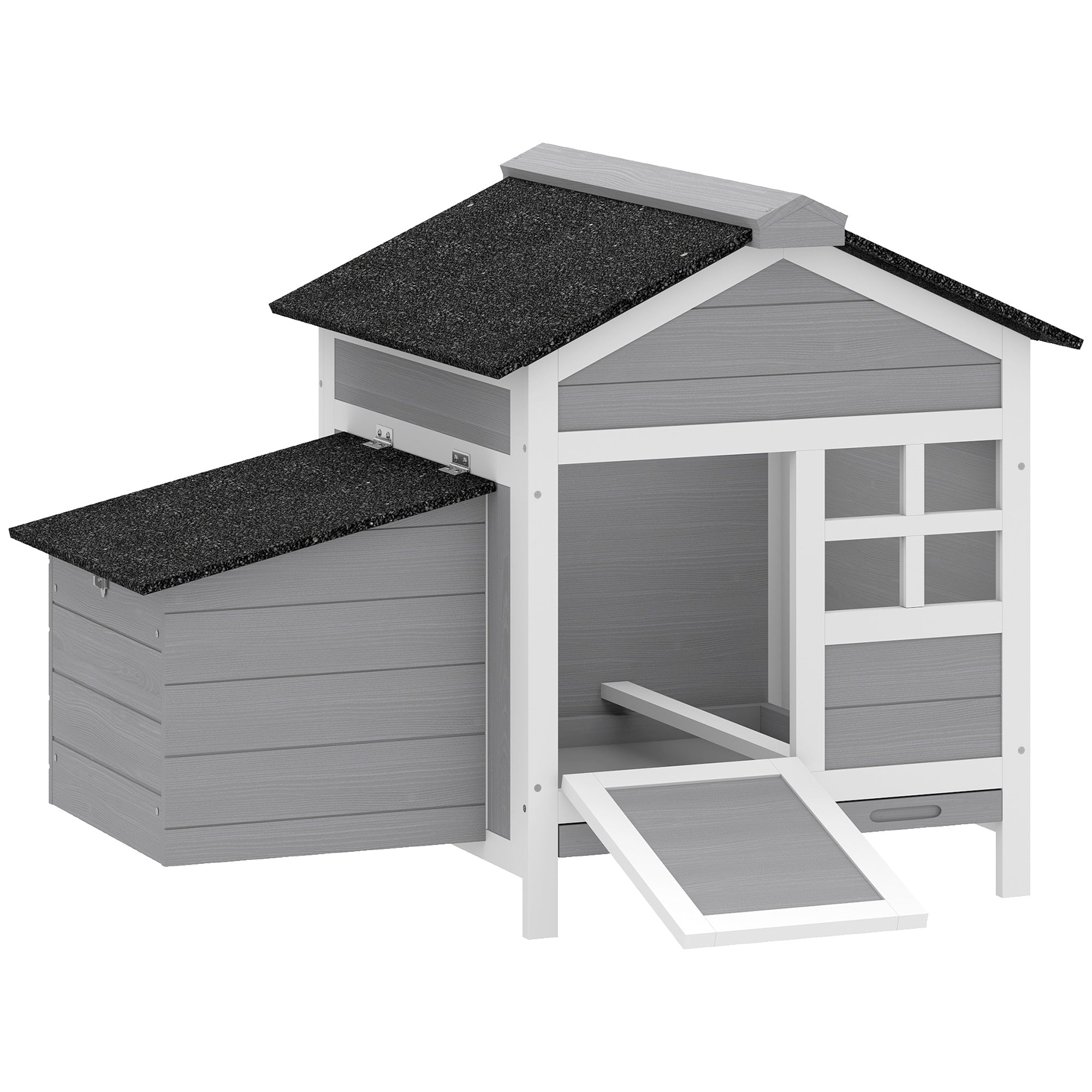 pawhut-poulailler-compact-avec-pondoir-et-bac-amovible-92x64x69-cm-gris image 1