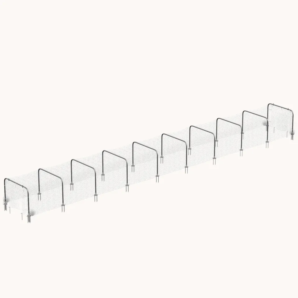 pawhut-enclos-poulailler-tunnel-extra-long-899-x-99-cm-galvanis-10-arches-argent image 1
