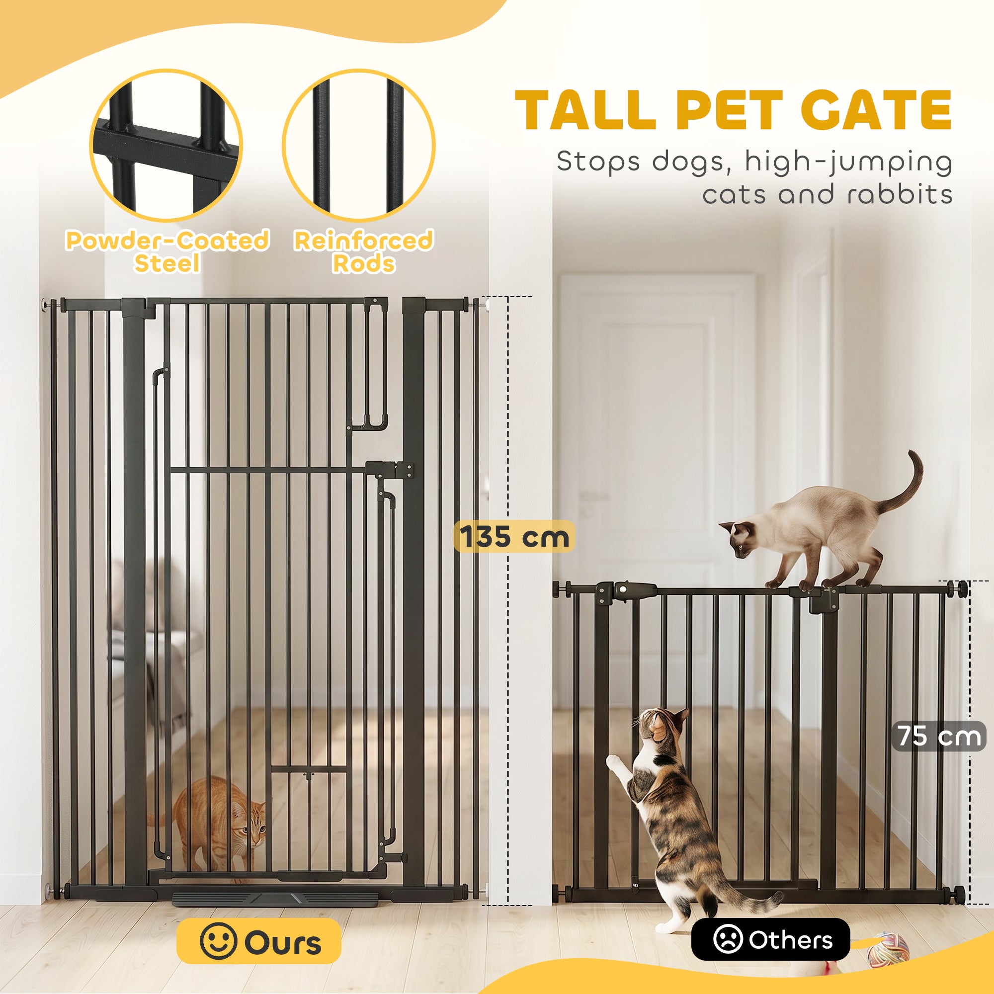 pawhut-barri-re-de-s-curit-animaux-haute-135-cm-avec-chati-re-et-extensions-81-1 image 6