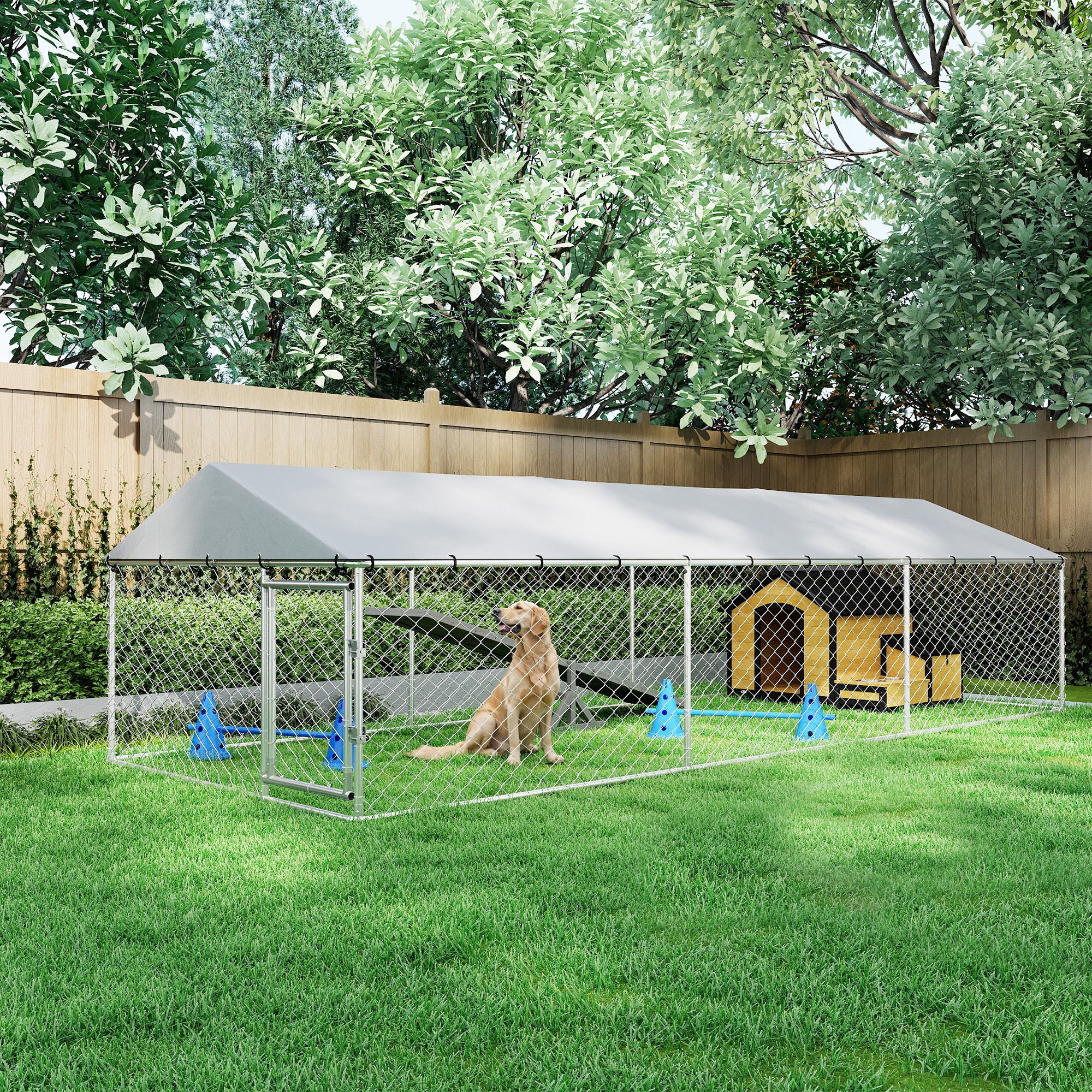pawhut-enclos-pour-chien-ext-rieur-avec-couverture-imperm-able-et-double-verrou- image 4