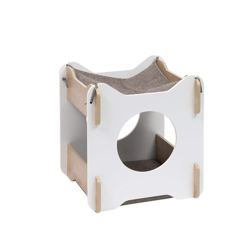 catit-vesper-cabana-blanc-ch-ne-meuble-2-tages-avec-hamac-pour-chat image 1