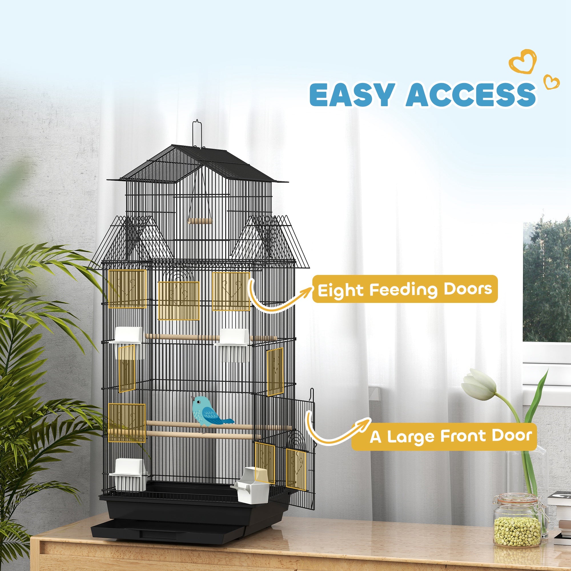 pawhut-cage-oiseau-acier-avec-acc-s-facile-pour-perruches-43-x-32-5-x-104-cm image 8
