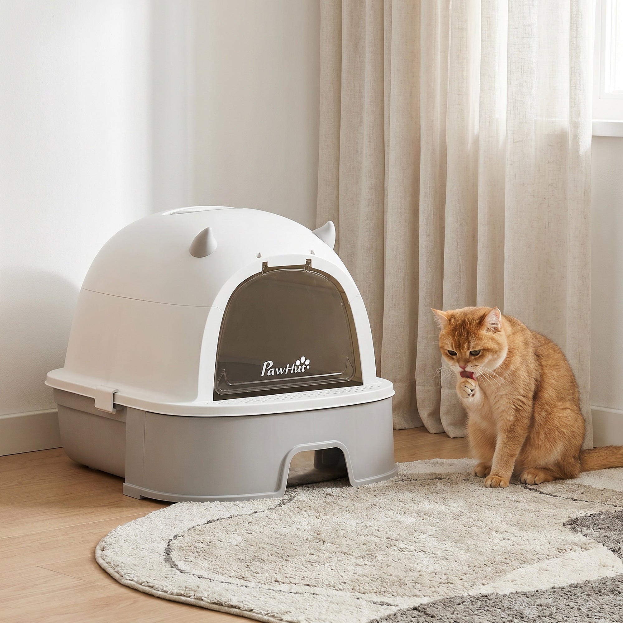 pawhut-bac-liti-re-couvert-inox-avec-tiroir-coulissant-gris-grand-mod-le image 3