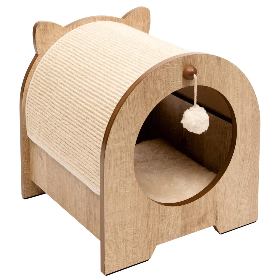 catit-vesper-minou-cachette-lit-et-griffoir-ch-ne image 1