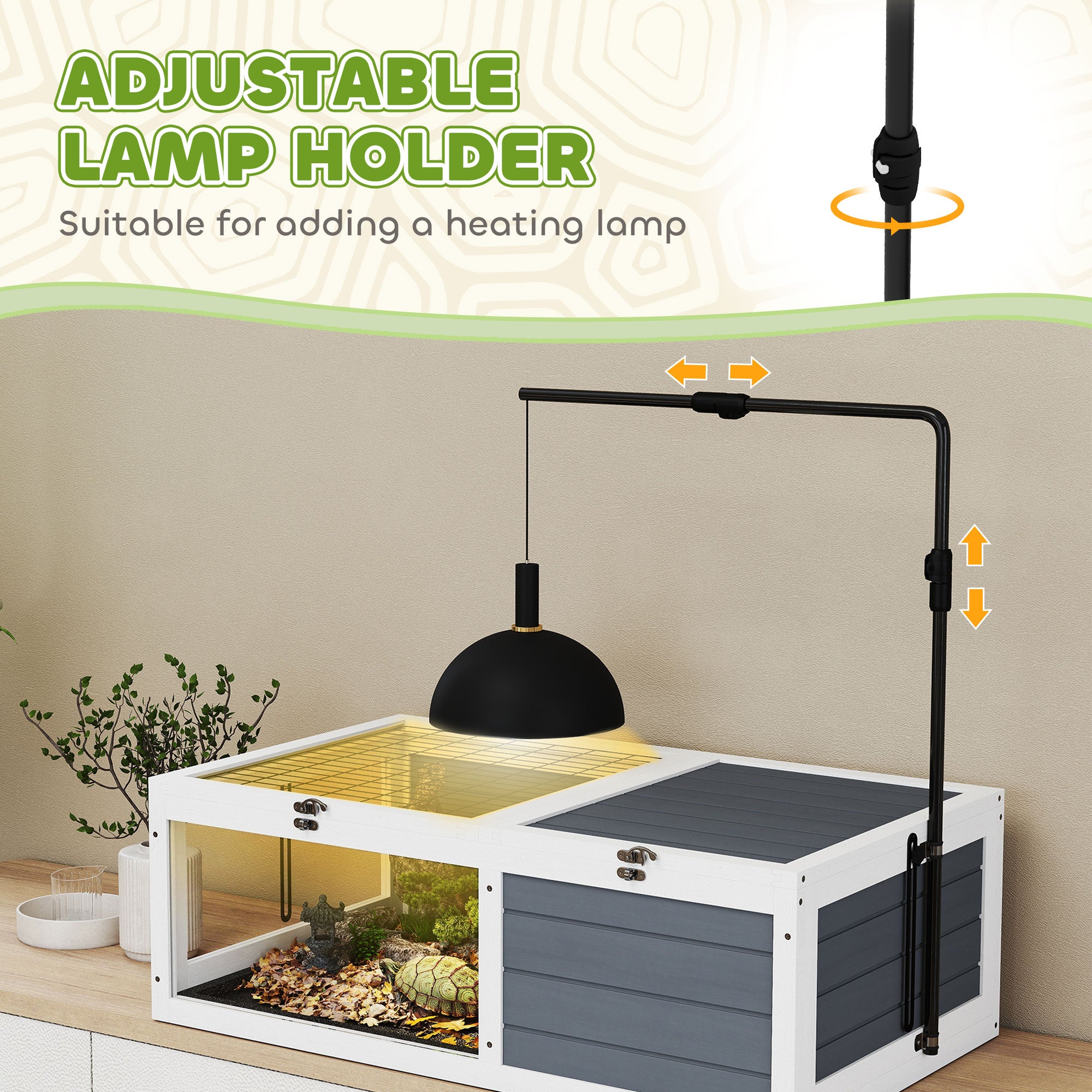pawhut-maison-tortue-en-bois-habitat-ensoleill-avec-support-lampe-chauffante-gri image 7