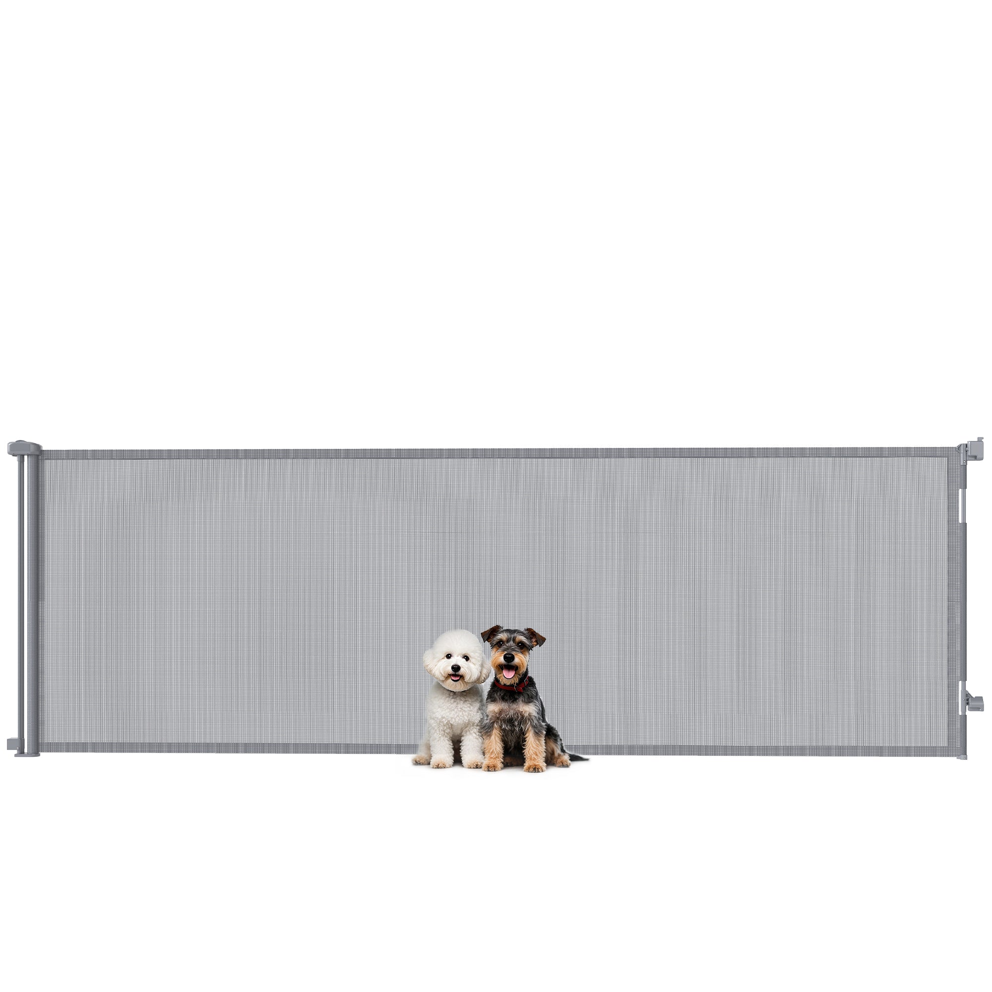 pawhut-barri-re-de-s-curit-chien-r-tractable-300-cm-grise-escaliers-et-portes image 1