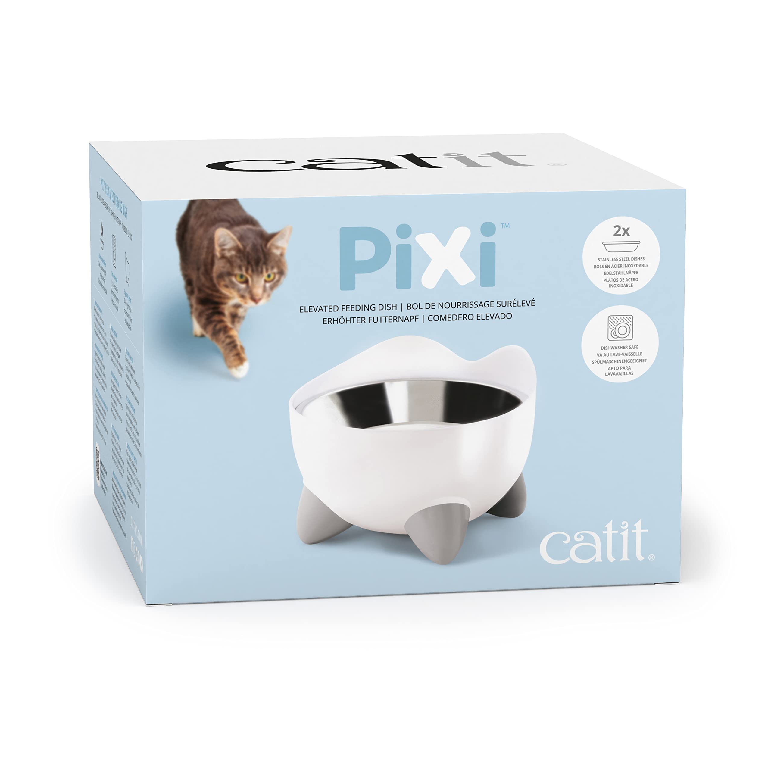 catit-pixi-gamelle-ergonomique-sur-lev-e-pour-chat-blanc-200-ml-acier-inoxydable image 4