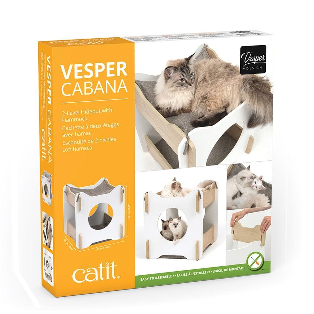 catit-vesper-cabana-blanc-ch-ne-meuble-2-tages-avec-hamac-pour-chat image 5