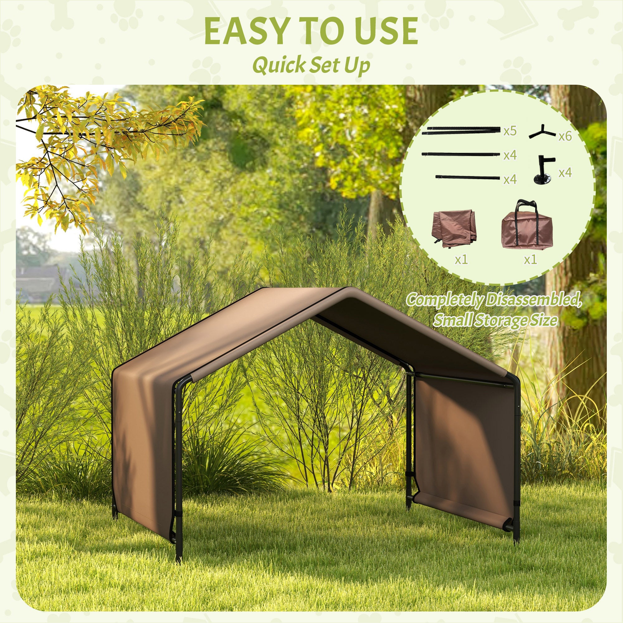 pawhut-tente-d-ombre-pour-chien-portable-hydrofuge-marron image 7