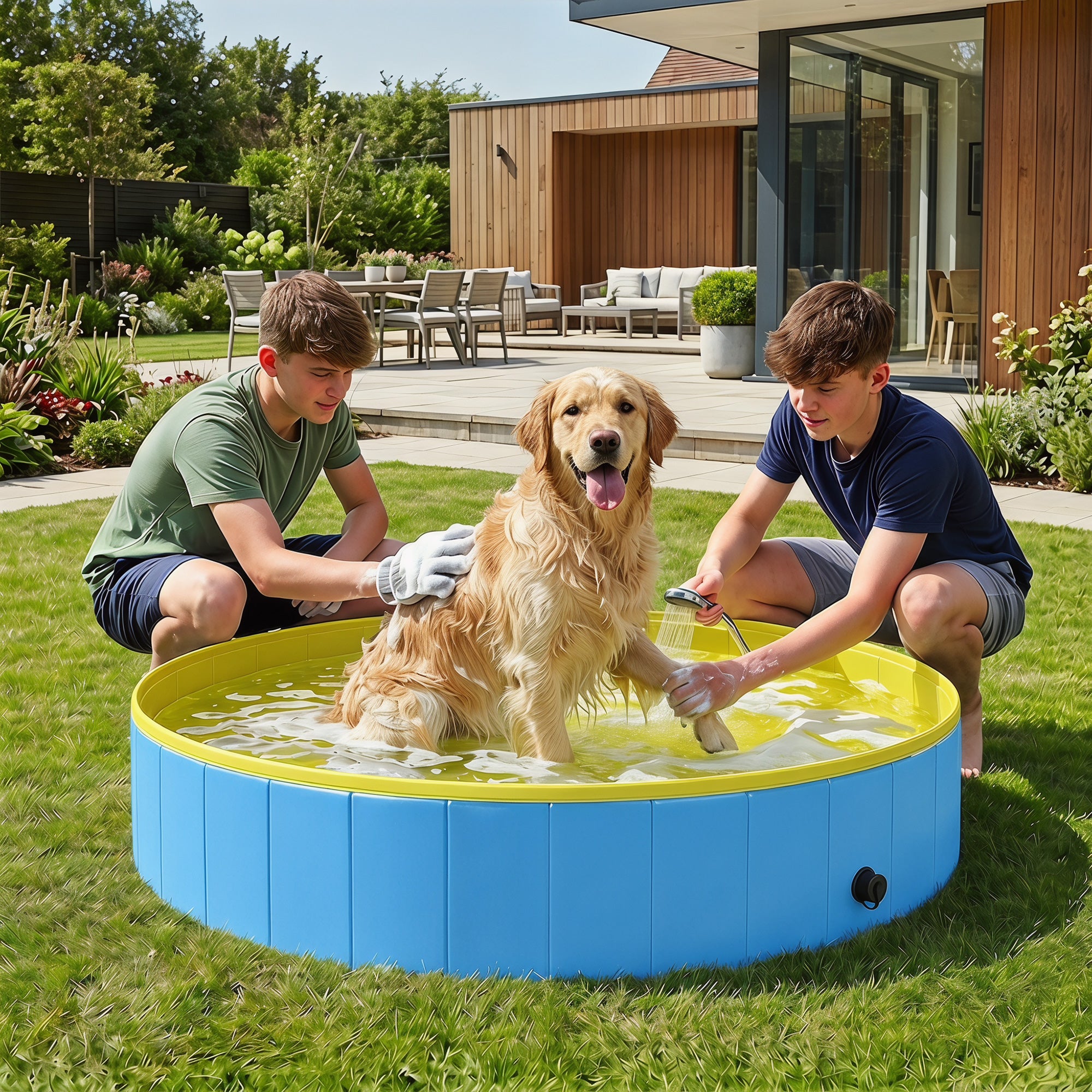 pawhut-piscine-pliable-pour-chien-140-x-30-cm-bleu-et-jaune image 3
