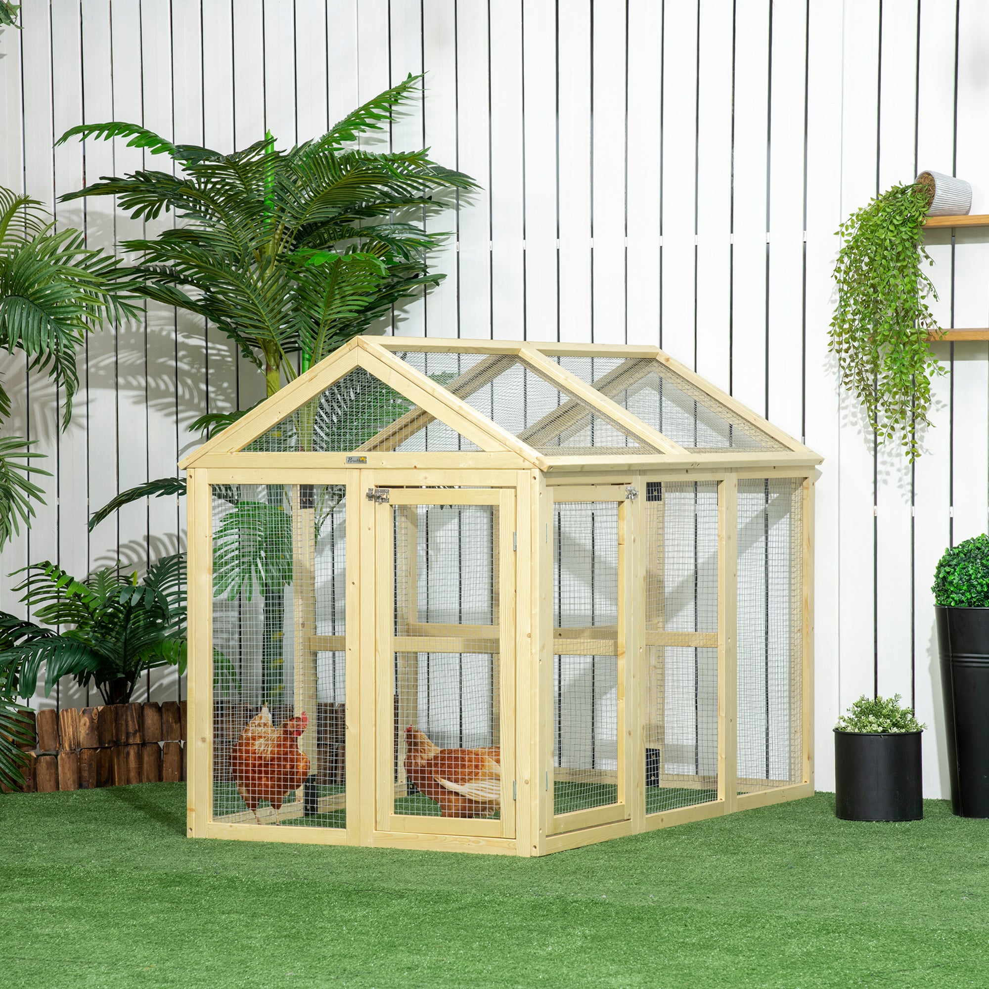 pawhut-parc-ext-rieur-pour-poules-avec-perchoirs-et-2-portes-1-3-poules-naturel image 3