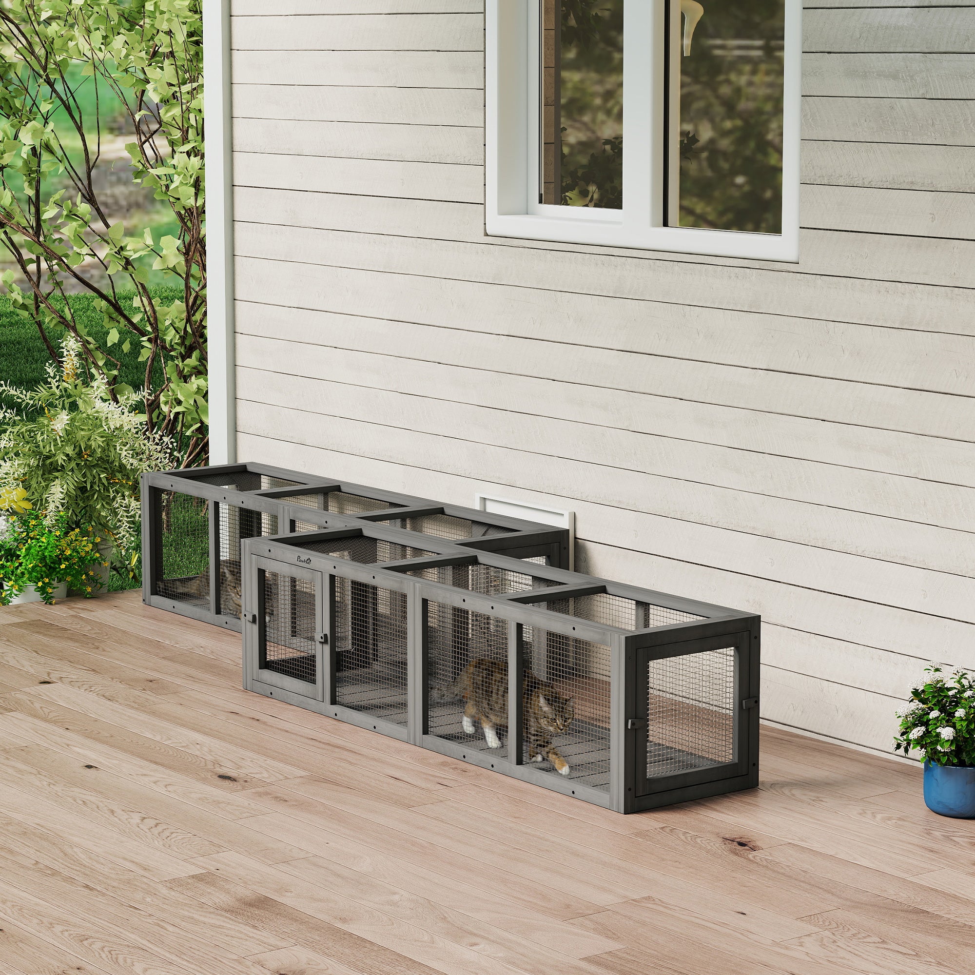 pawhut-tunnel-ext-rieur-modulaire-pour-chat-150-cm-enclos-de-jeu image 5