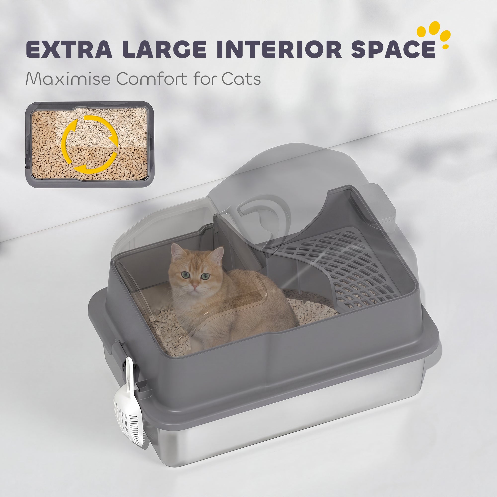 pawhut-bac-liti-re-chat-xxl-ferm-inox-avec-couvercle-gris-fonc image 7