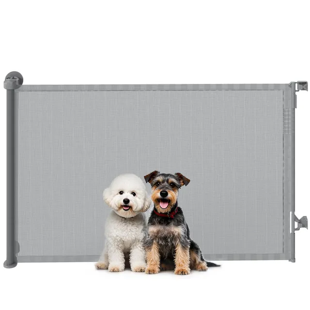 pawhut-barri-re-s-curit-r-tractable-140-cm-sans-seuil-gris image 1