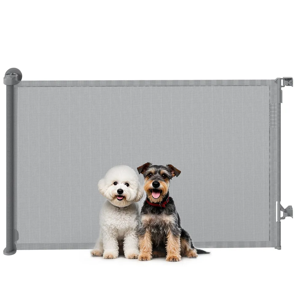 pawhut-barri-re-s-curit-r-tractable-140-cm-sans-seuil-gris image 1