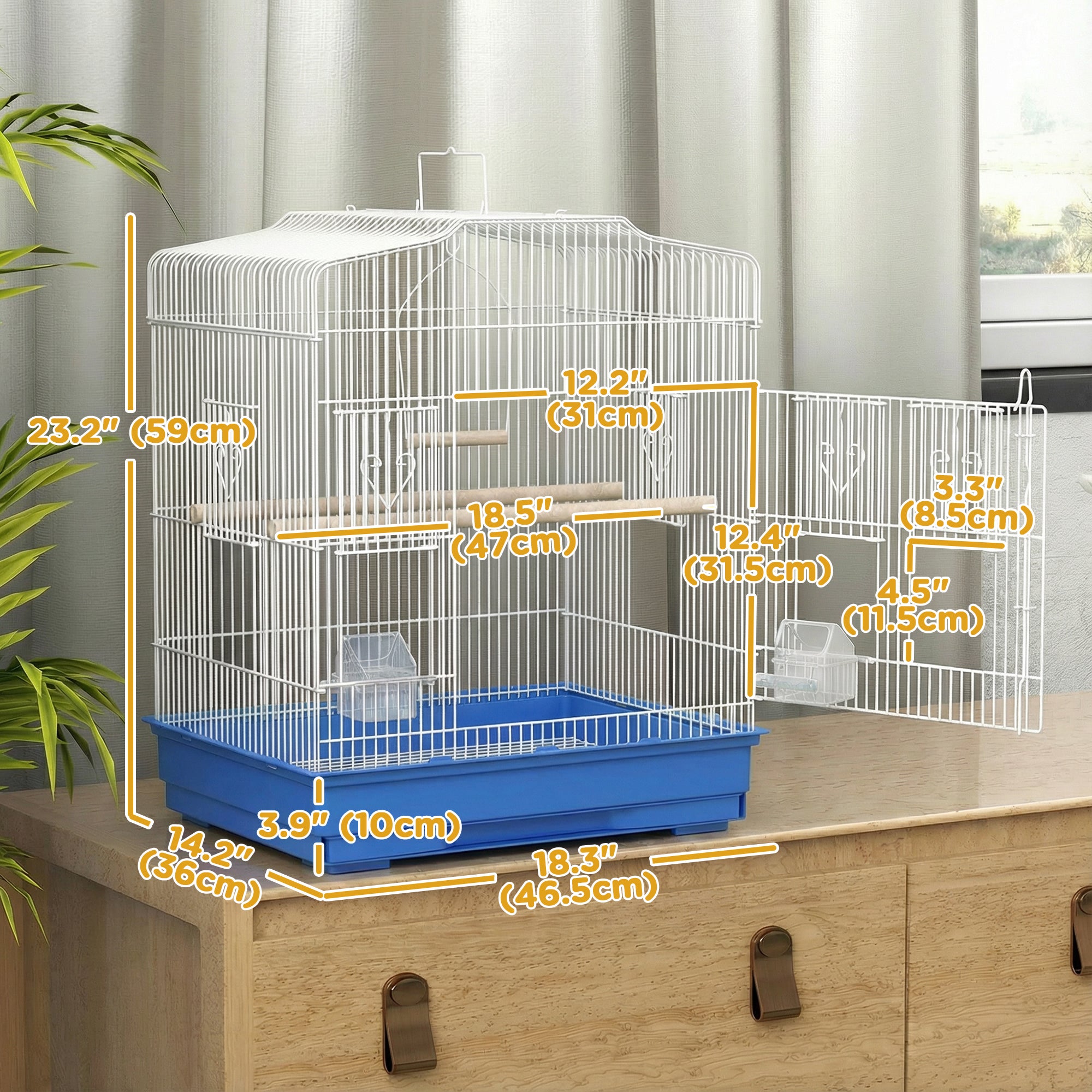 pawhut-cage-oiseaux-23-pour-pinsons-canaris-et-perruches-avec-perchoirs-bleue image 5