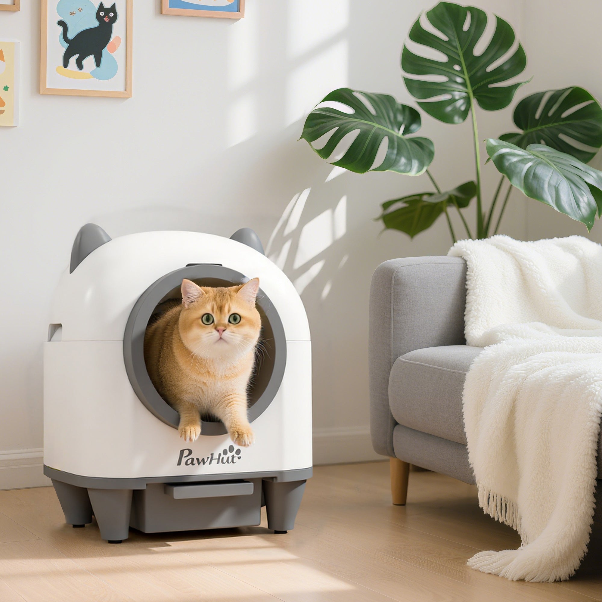 pawhut-liti-re-autonettoyante-automatique-pour-chat-80l-blanche-avec-app image 4