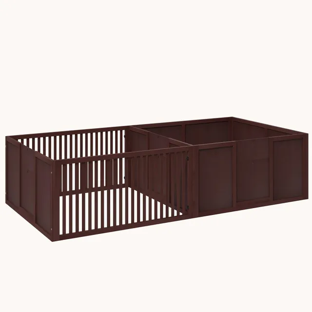 pawhut-caisse-de-mise-bas-pour-chienne-et-chiots-206-x-99-x-51-cm-avec-portes-am image 1