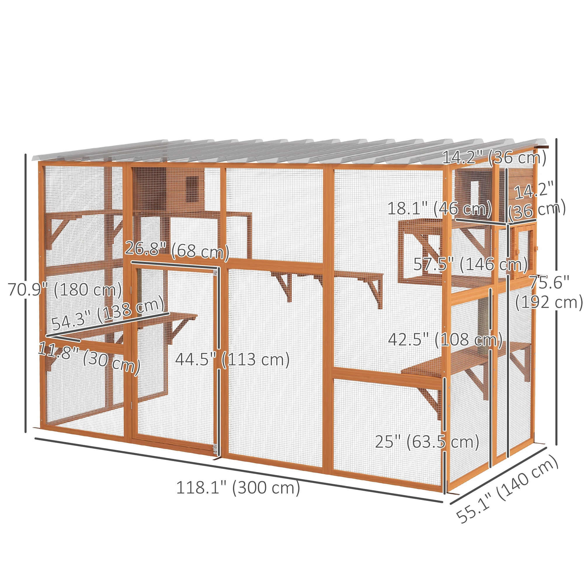 pawhut-catio-enclos-ext-rieur-walk-in-orange-avec-plateformes-et-condos image 5