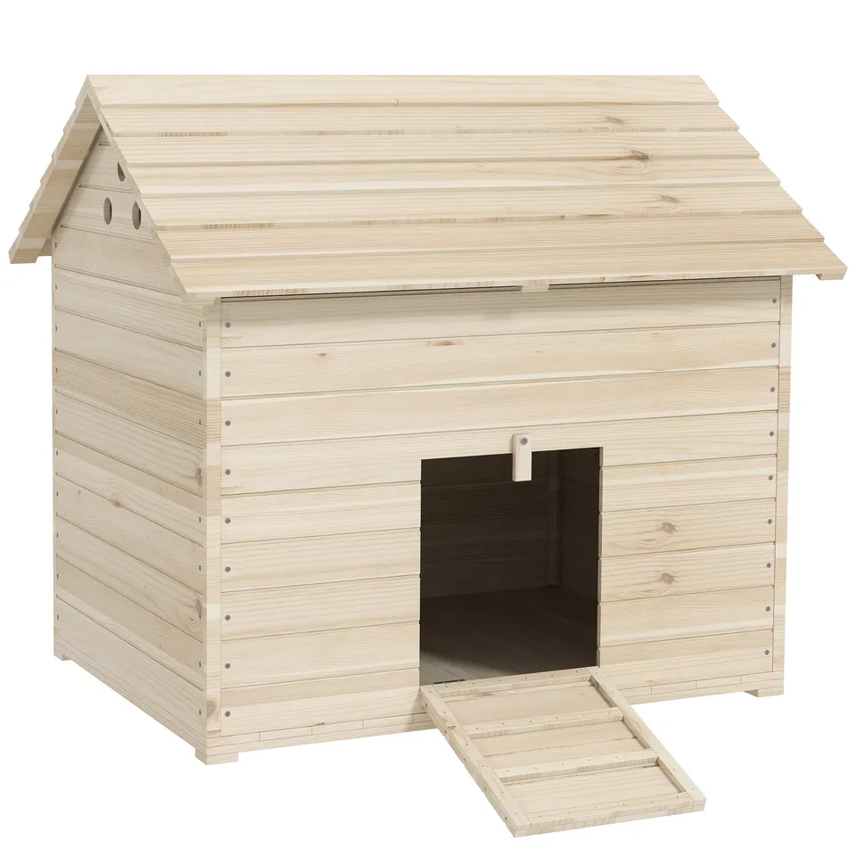 pawhut-abri-canard-sur-lev-en-bois-avec-rampe-et-toit-ouvrant image 1